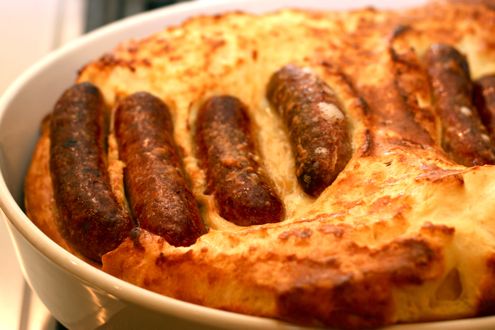 toad in hole. For me, Toad-in-the-Hole would